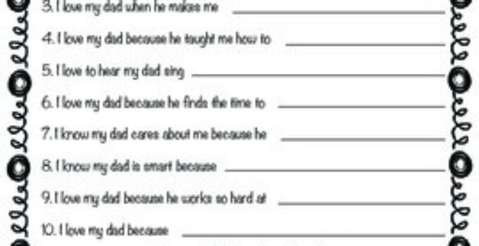 I Love My Dad Because Free Printable