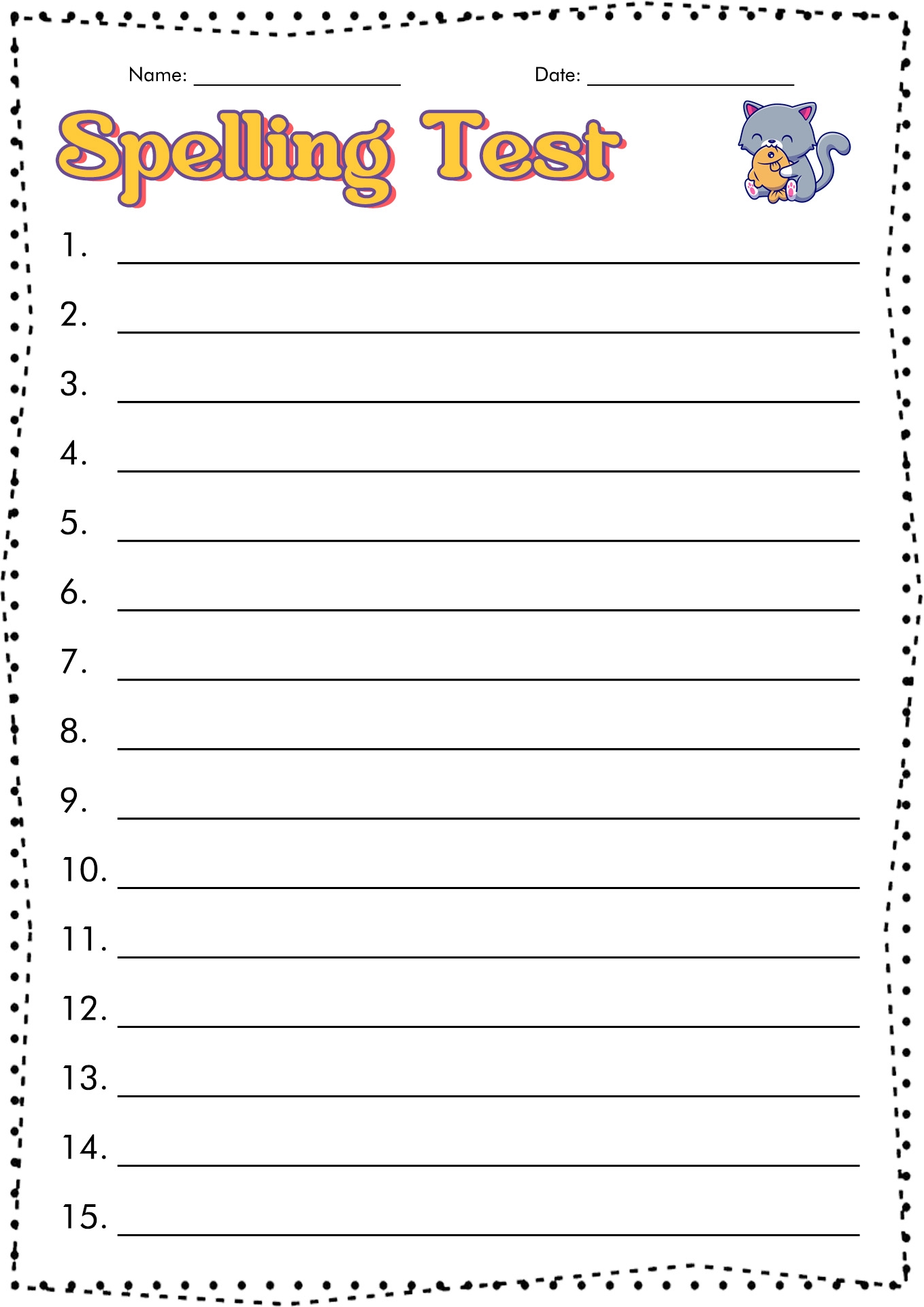 Free Printable Blank Spelling Practice Worksheets
