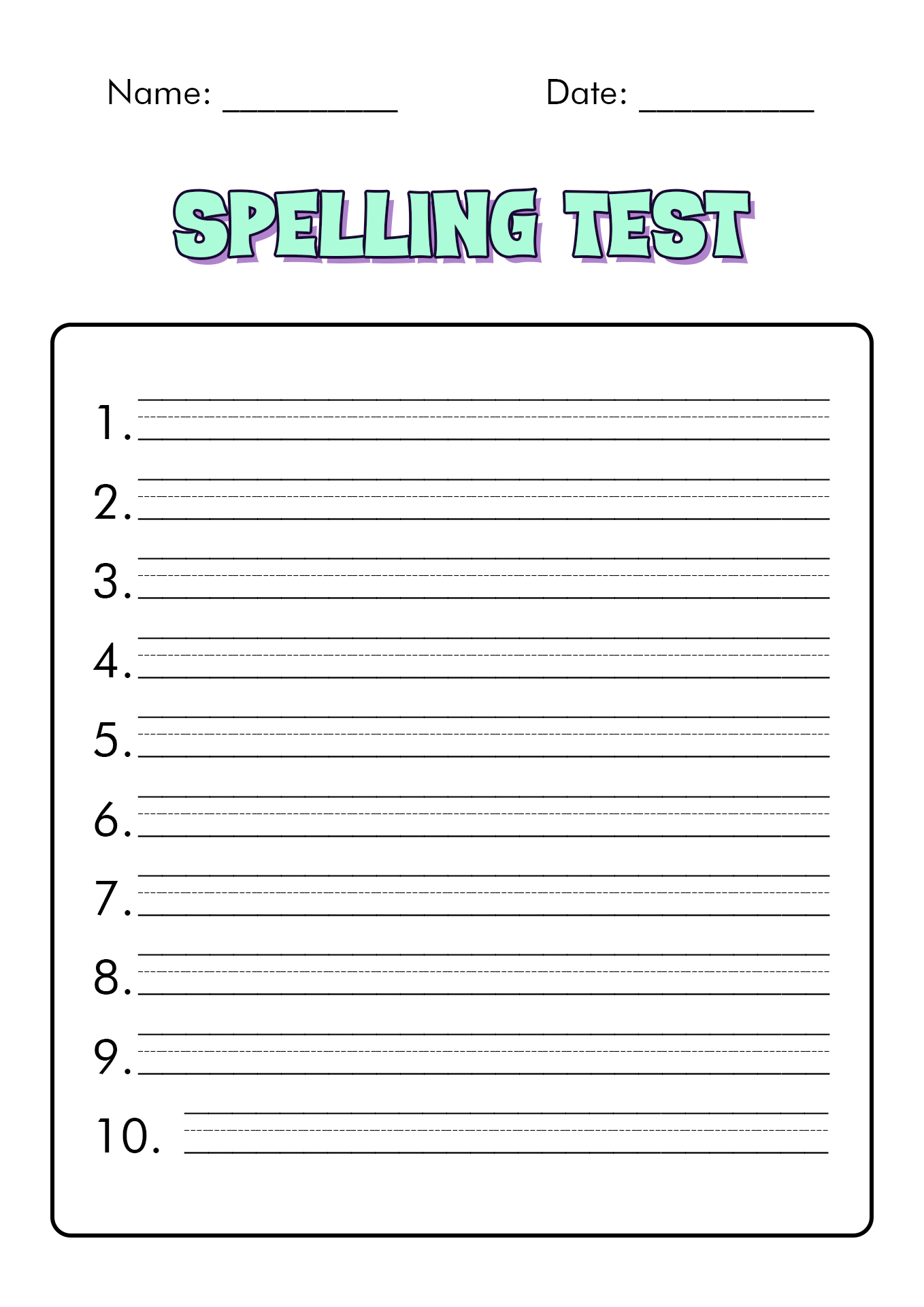 12 Free Printable Spelling Test Worksheets Free PDF At Worksheeto