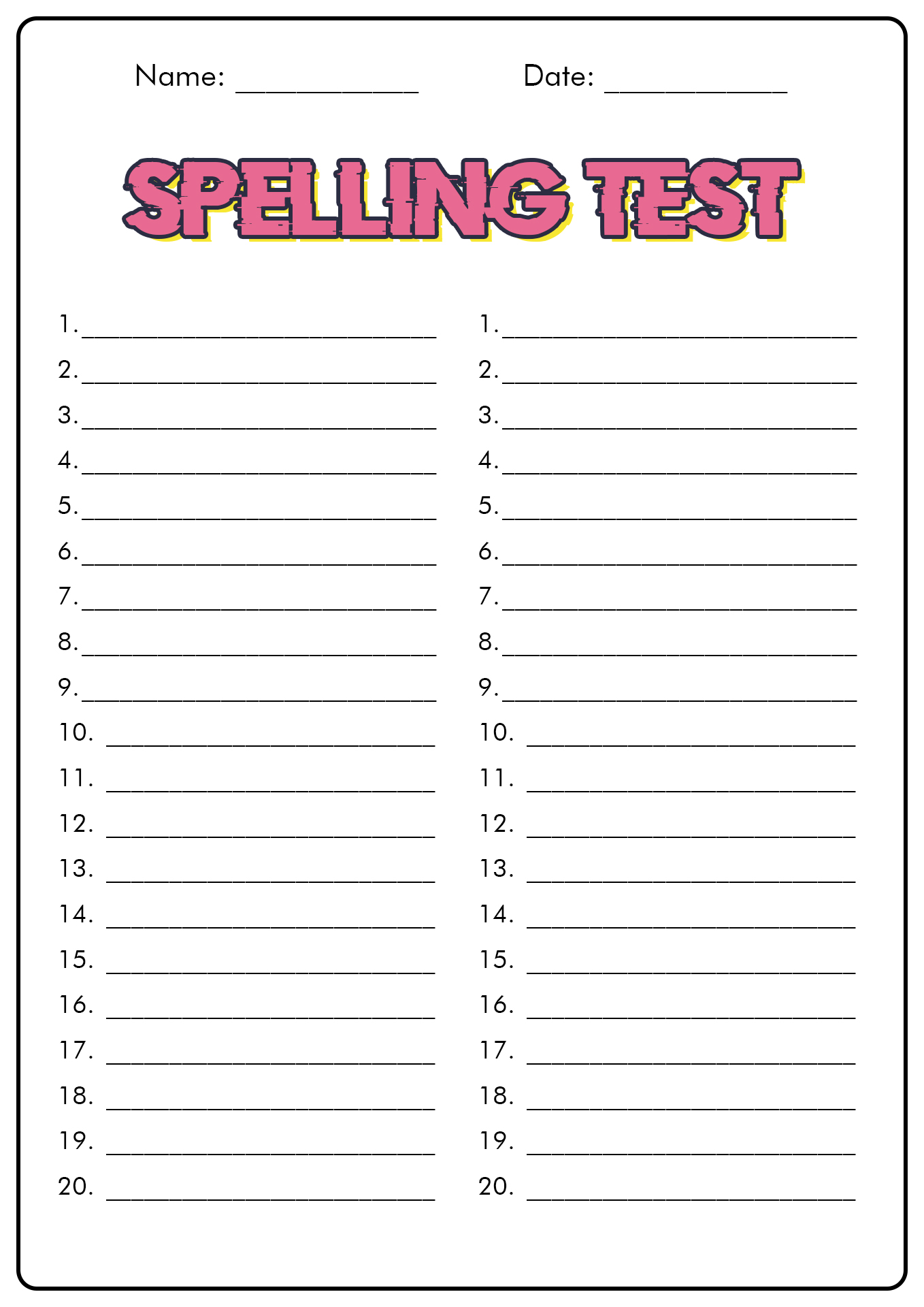 12 Free Printable Spelling Test Worksheets Free PDF At Worksheeto