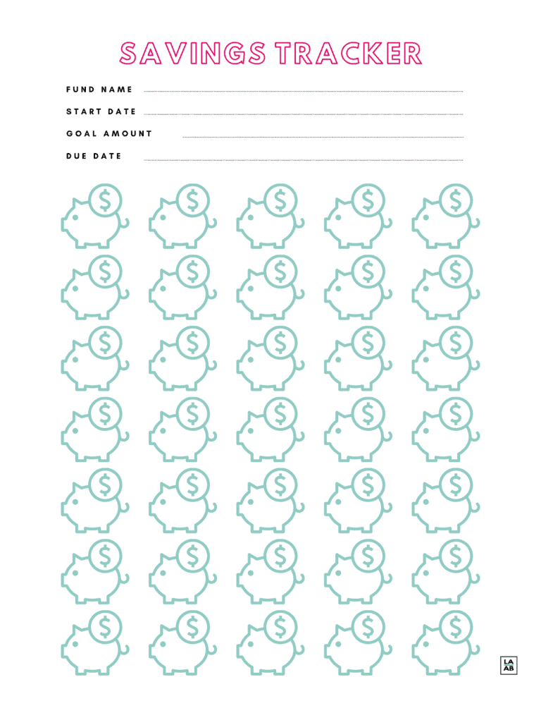 Free Printable Savings Tracker Coloring Pages