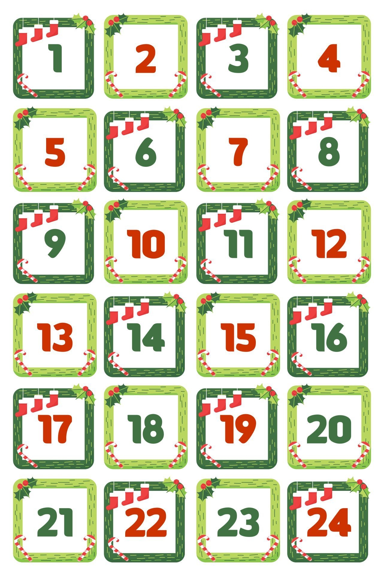 Free Printable Numbers For Advent Calendar