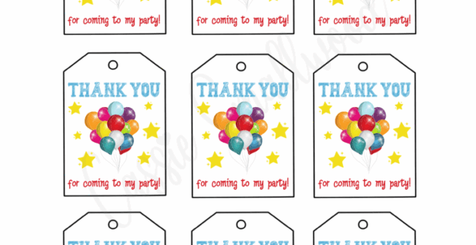 Free Printable Birthday Thank You Tags