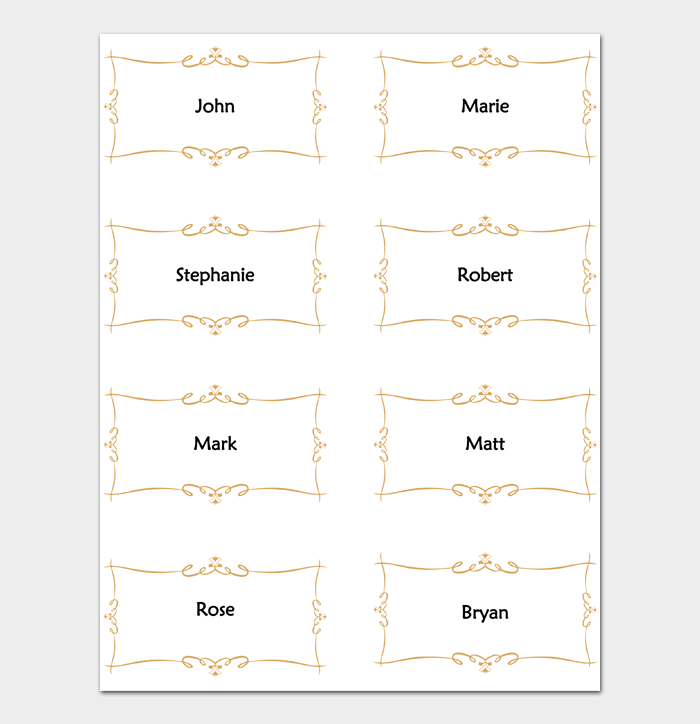18 Printable Place Card Templates Examples Free Download MS Word