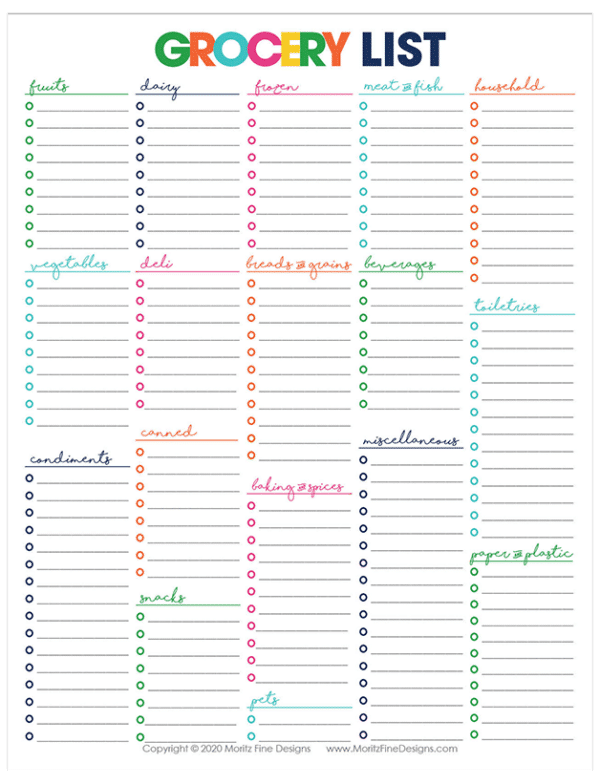 20 Best Free Printable Grocery List Templates World Of Printables