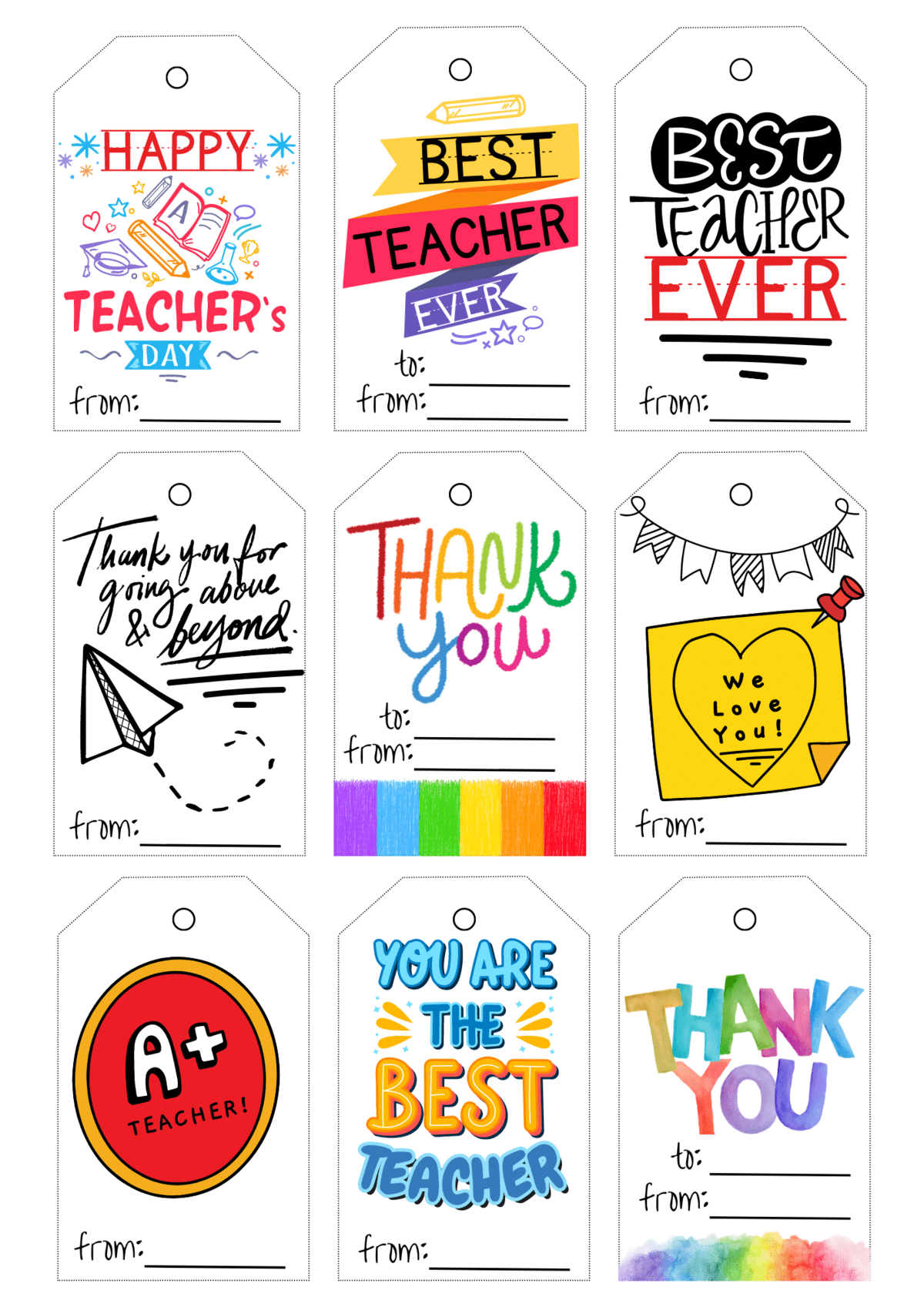 20 Free Printable Teacher Appreciation Tags Teacher Appreciation 