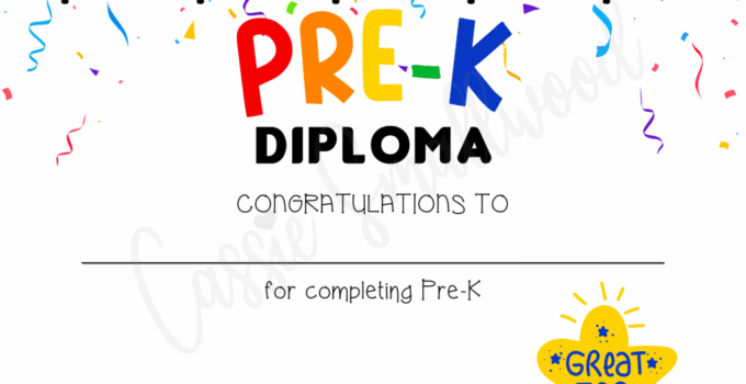 Pre K Graduation Diploma Free Printable