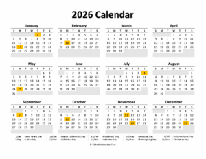 2026 Calendar With Holidays Printable Free Pdf Angela Madelene