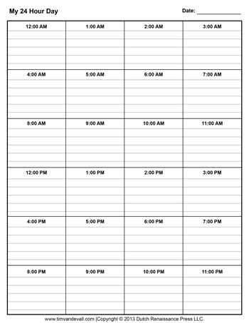 24 Hour Daily Schedule Template Printable Daily Schedule Template Images