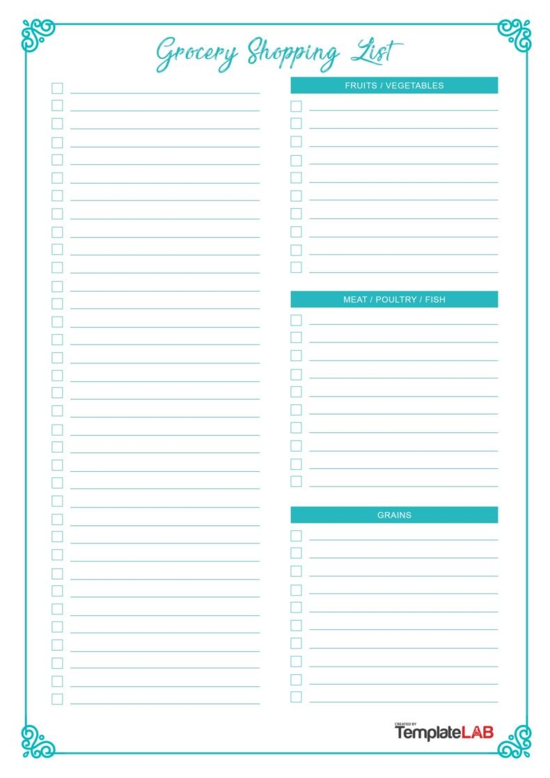 24 Printable Grocery List Templates Shopping Lists 