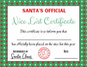 3 Adorably Cute Santa Nice List Certificates Cassie Smallwood