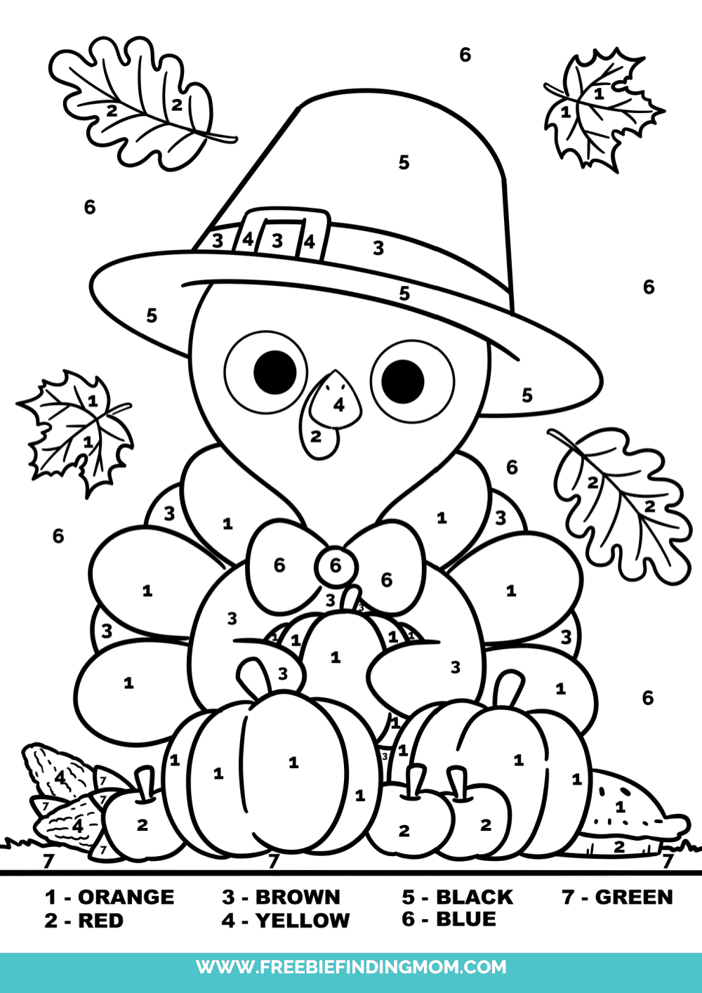 3 Free Thanksgiving Color By Number Printables