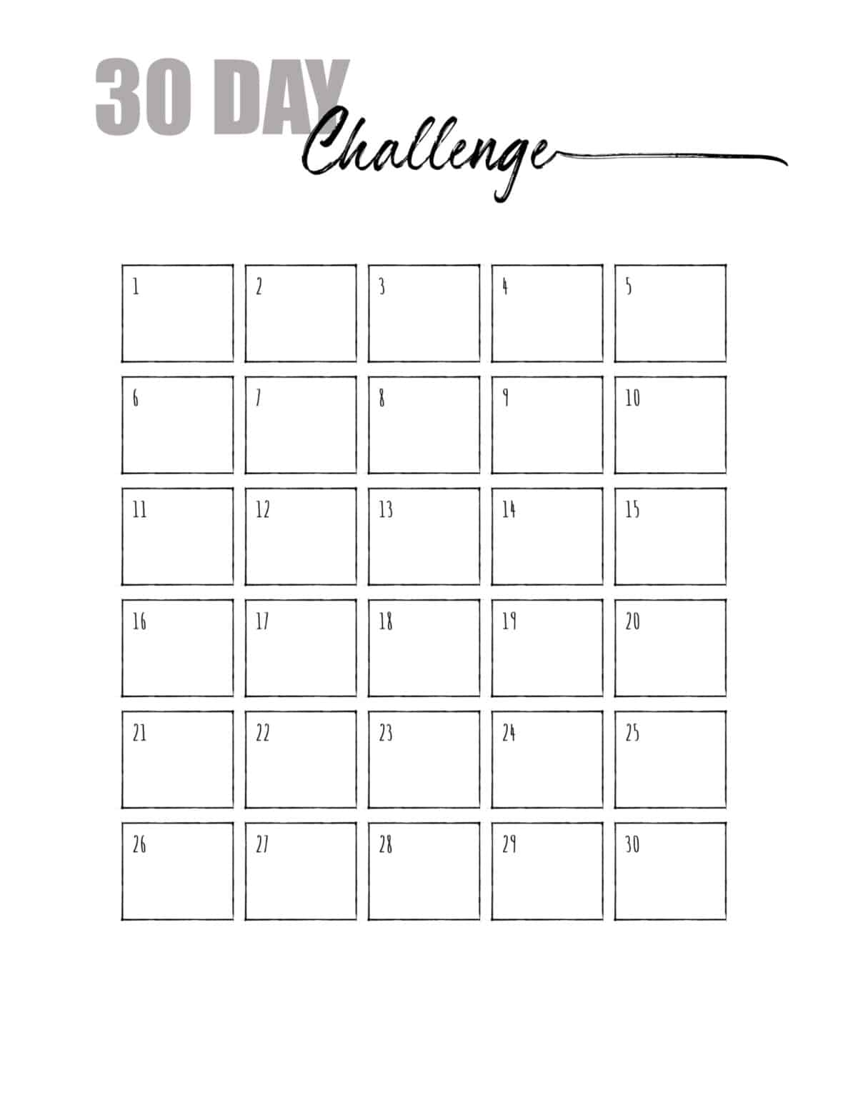 30 Day Countdown Printable