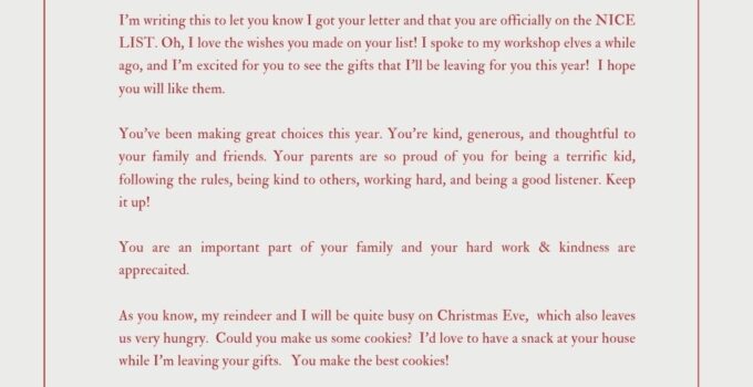 Letter From Santa Free Printable Template