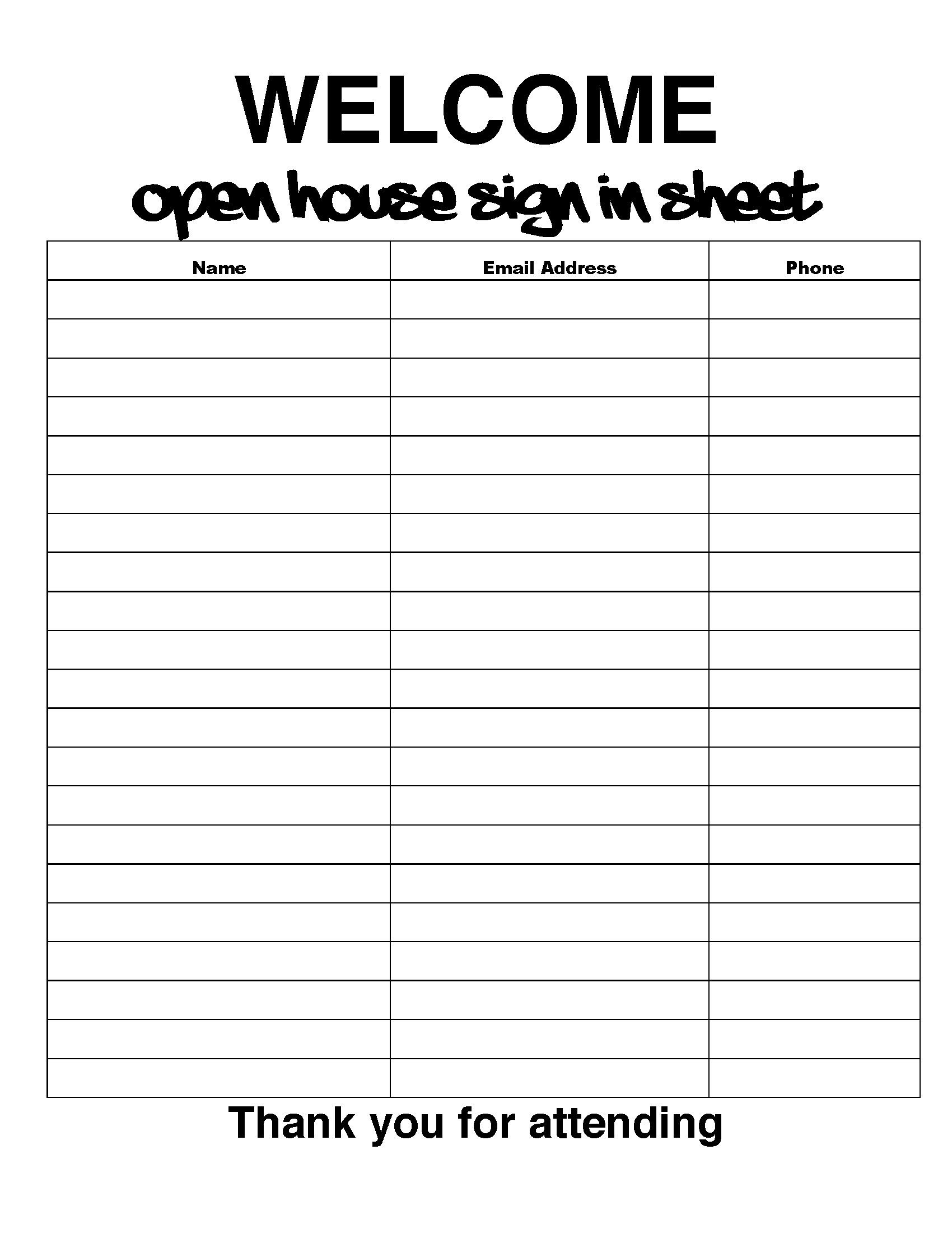 30 Open House Sign In Sheet Pdf Word Excel For Real E Vrogue co