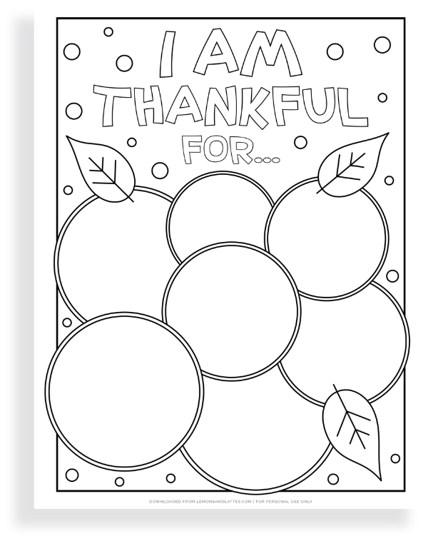 Free Printable I Am Thankful For