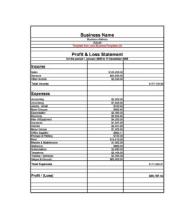 35 Profit And Loss Statement Templates Forms