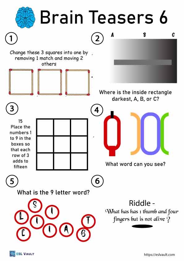 37 Free Printable Brain Teasers With Answers ESL Vault