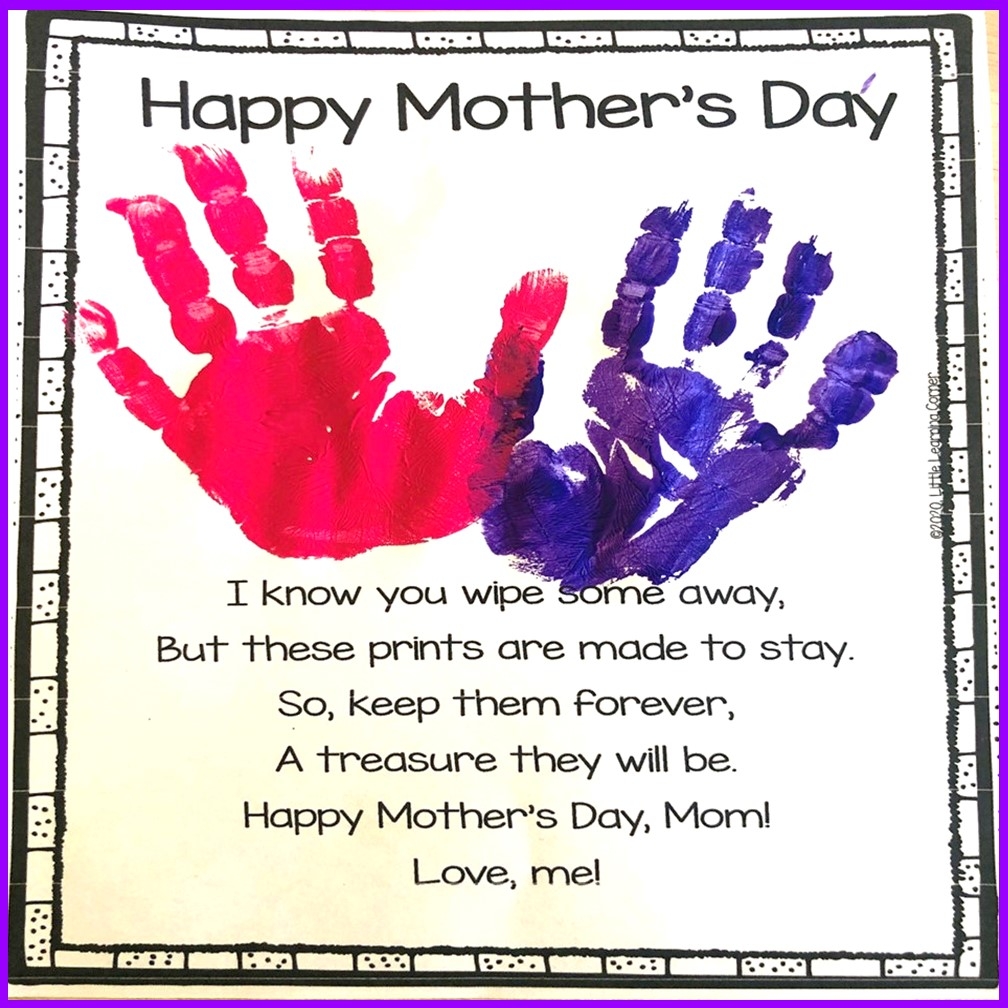 38 Mothers Day Poems For Kids Free Printable Handprint Poem Little 