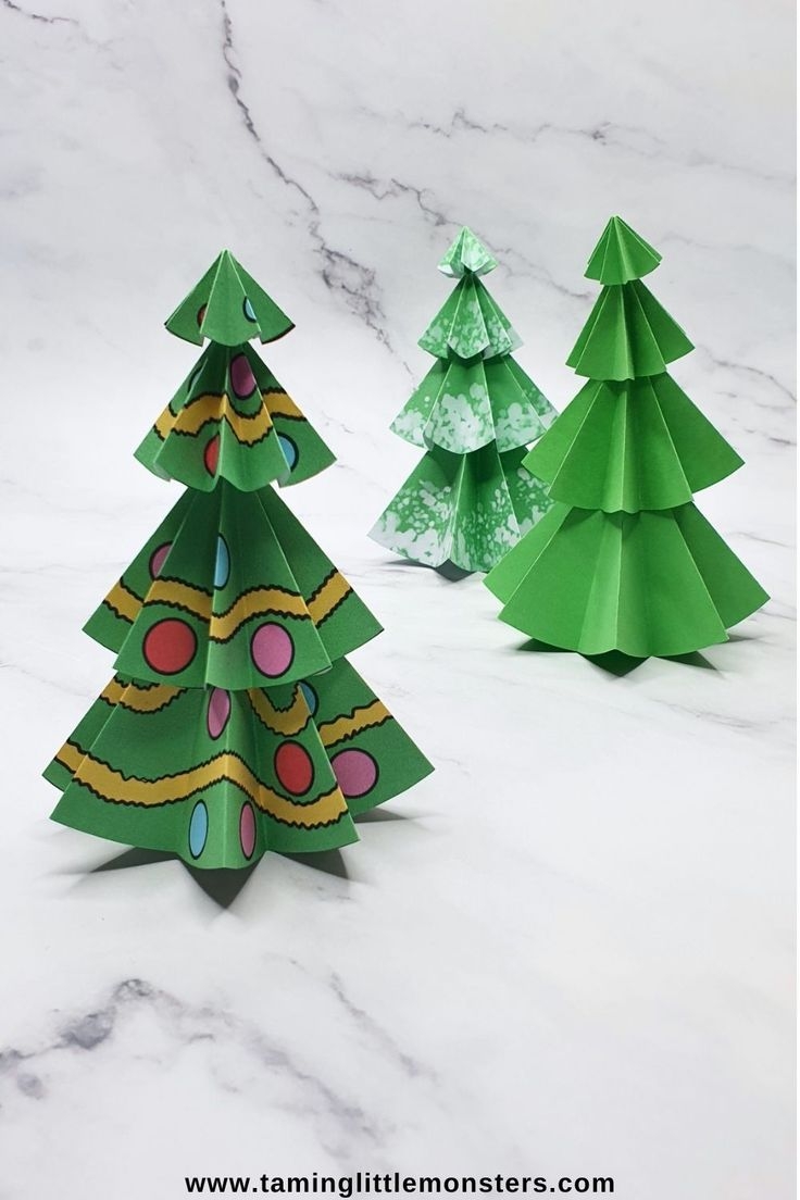 3D Paper Christmas Tree Craft Free Printable Template Paper 