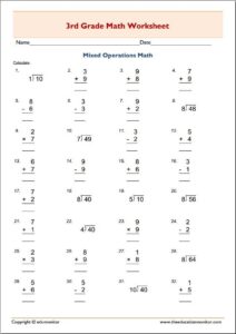 3Rd Grade Math Worksheets Printable