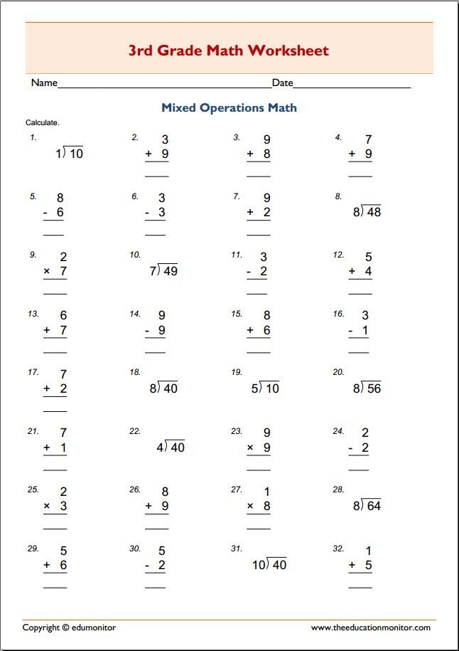 Free Printable Worksheets For Third Grade