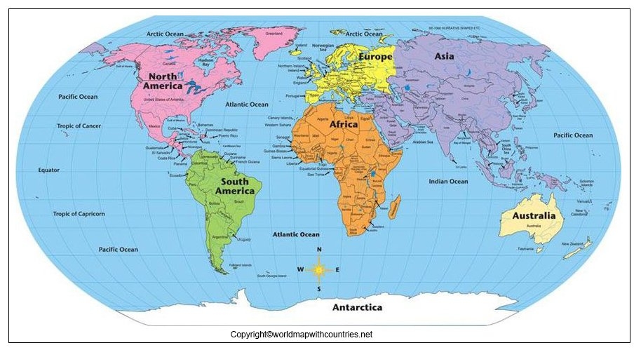 4 Free Printable Continents And Oceans Map Of The World Blank Labeled 