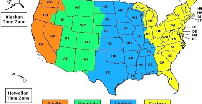Free Time Zone Map Usa Printable