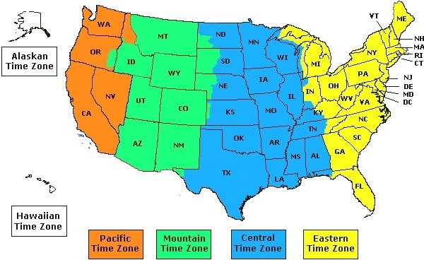4 Free Printable USA Time Zone Map Download United States America 