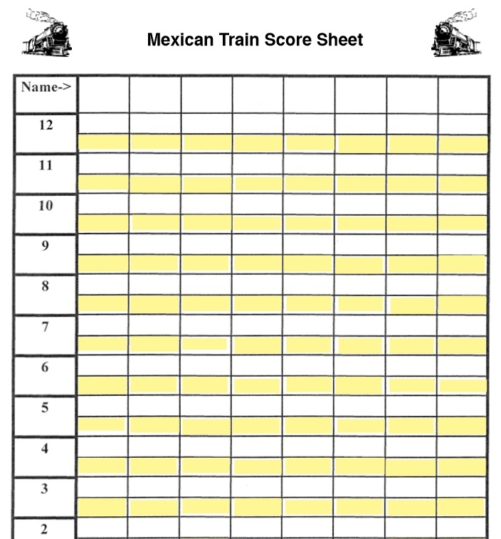 4 Free Sample Mexican Train Score Sheet Templates Printable Samples