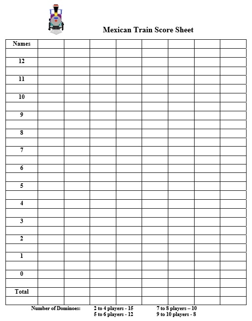 4 Free Sample Mexican Train Score Sheet Templates Printable Samples