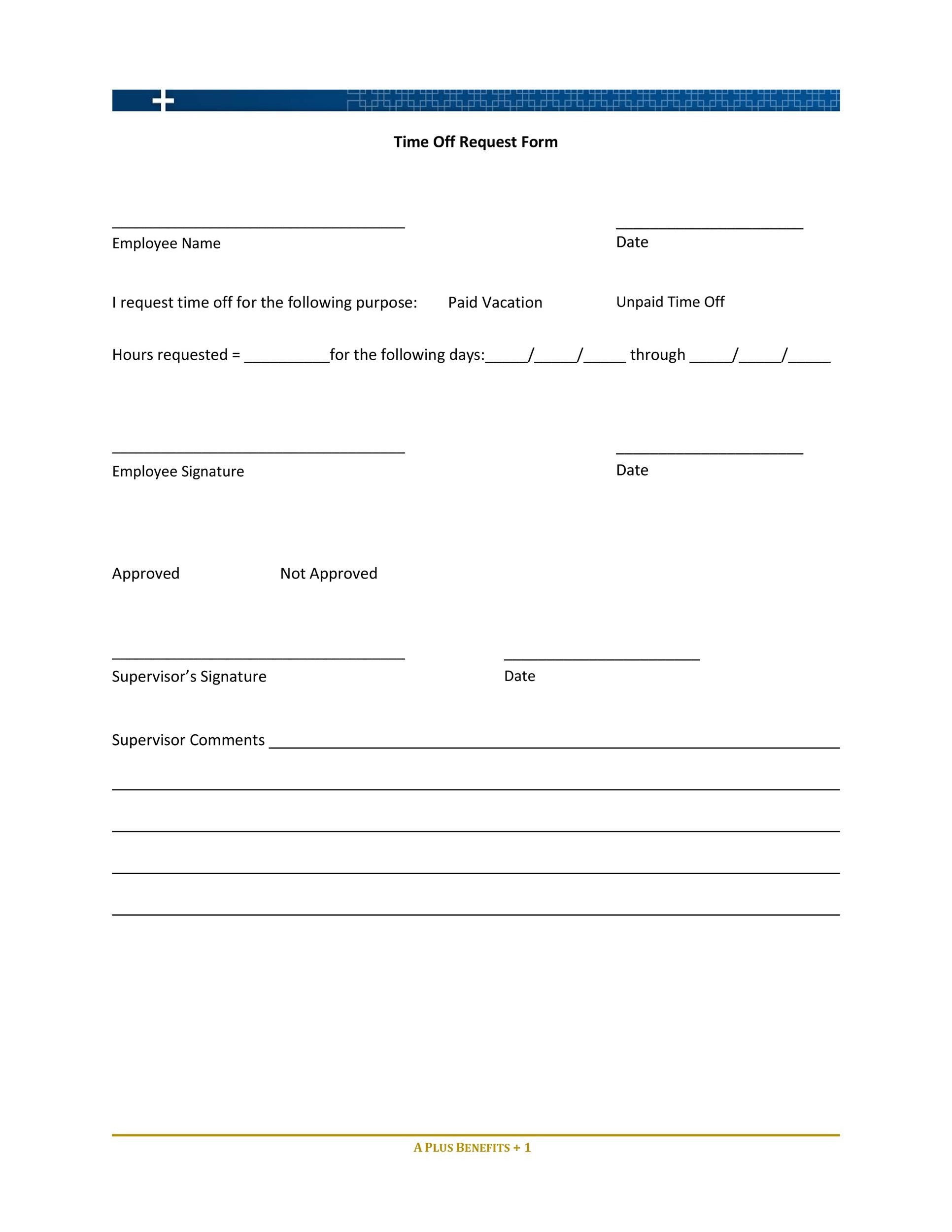 Free Printable Time Off Request Form