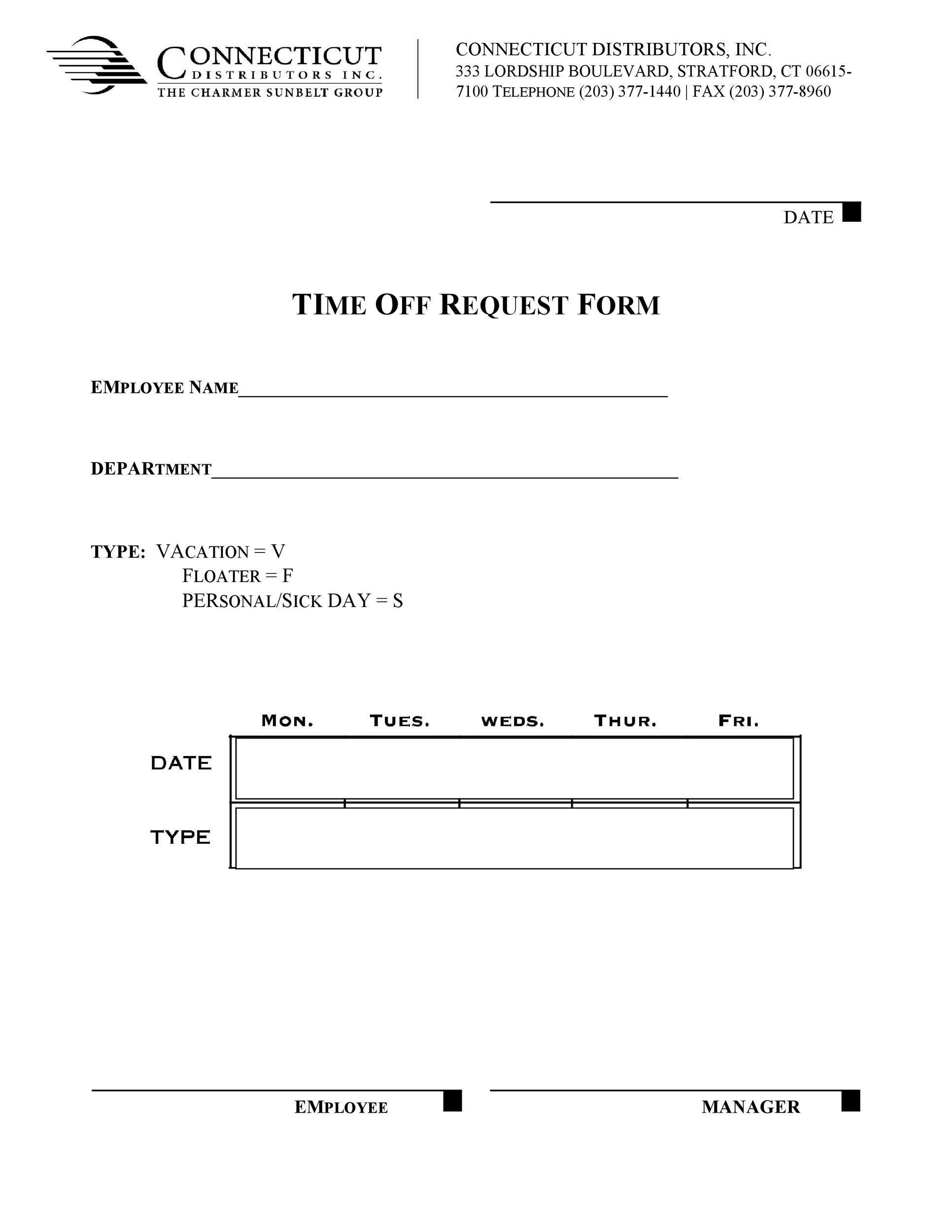 40 Effective Time Off Request Forms Templates TemplateLab