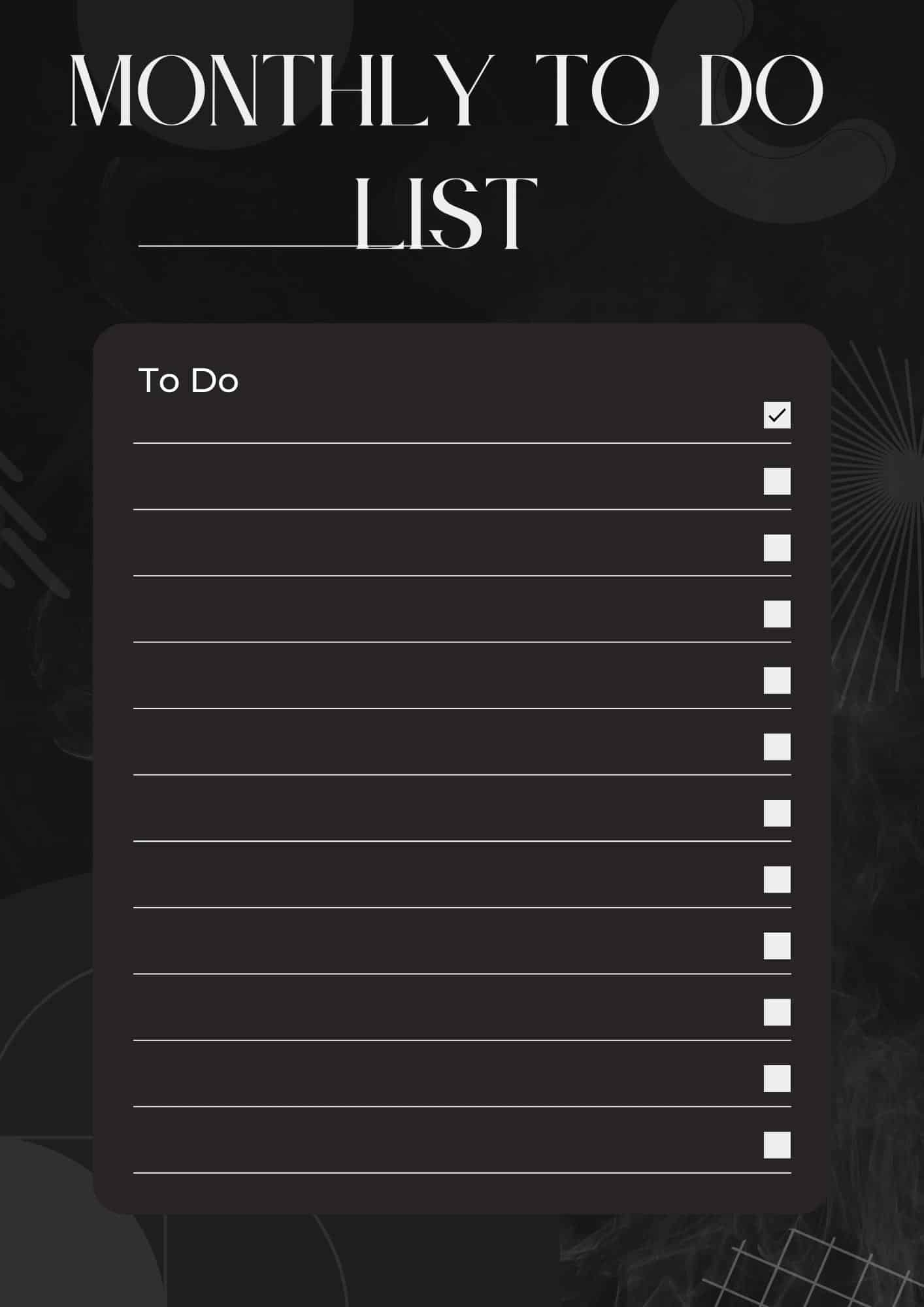 Free Printable Monthly To Do List