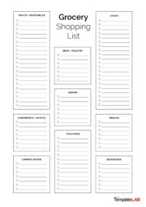40 Printable Grocery List Templates Shopping List TemplateLab
