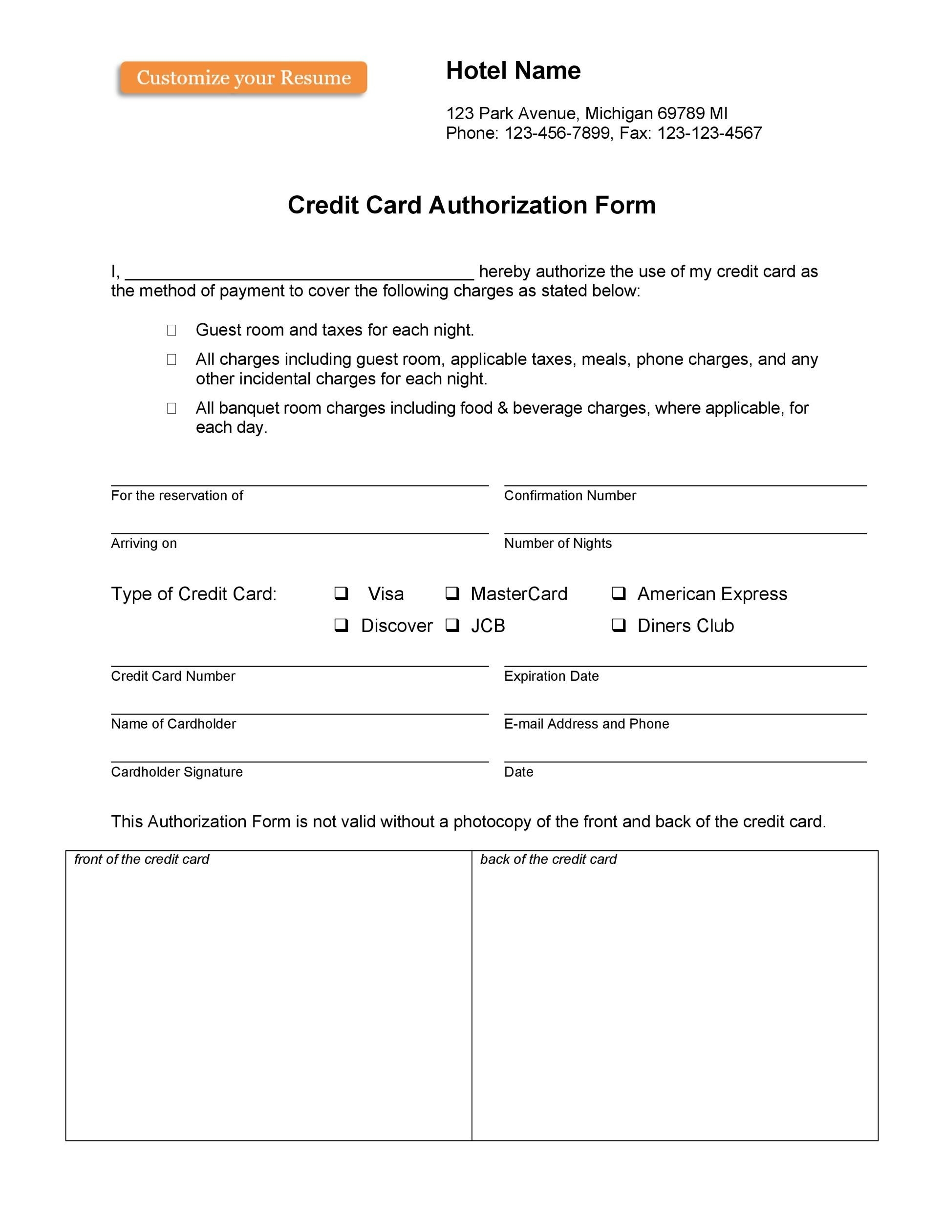 41 Credit Card Authorization Forms Templates Ready to Use 