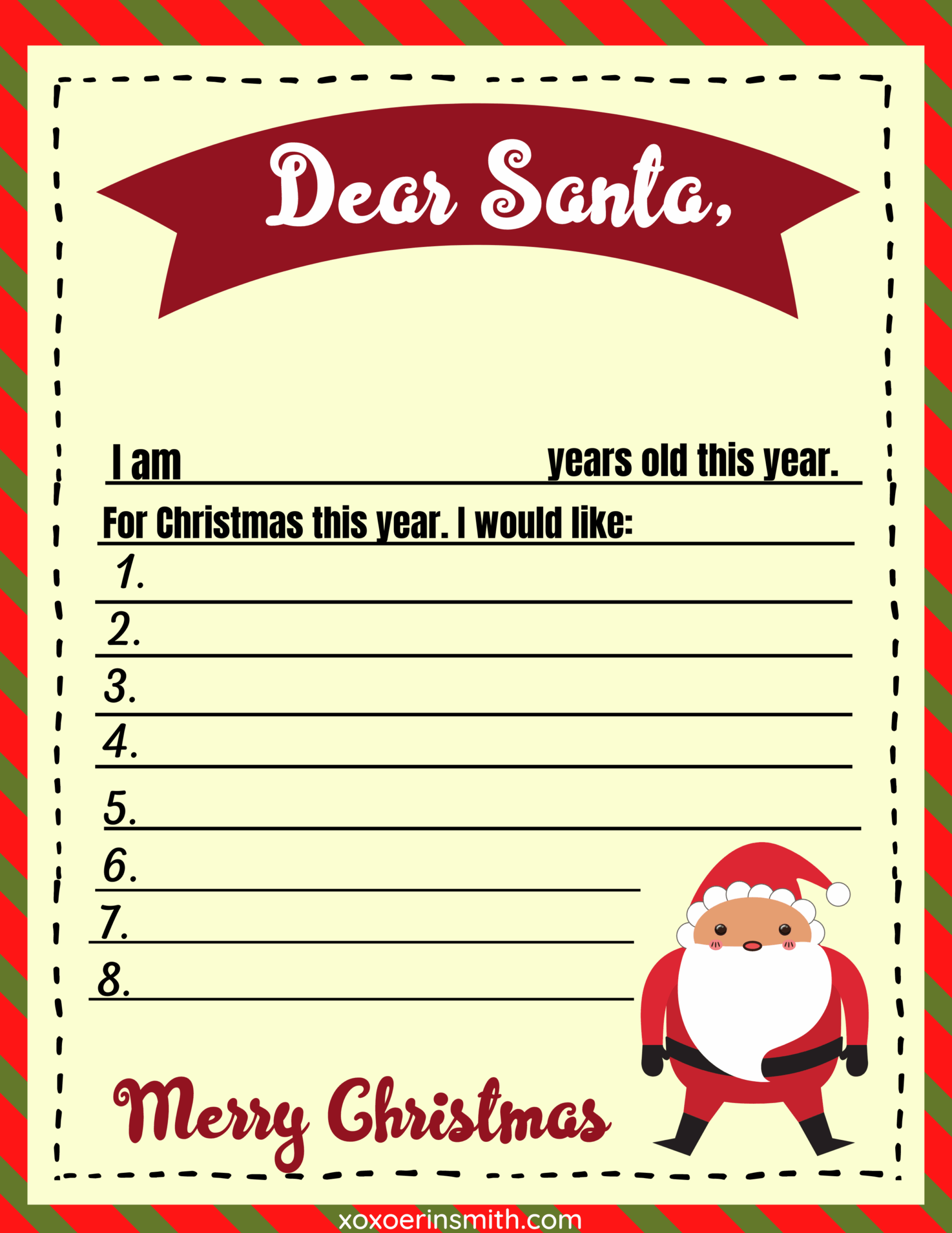 5 FREE Santa Wish List Printable Letters Xoxoerinsmith