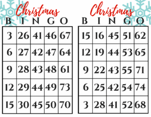 50 Printable Christmas Bingo Cards