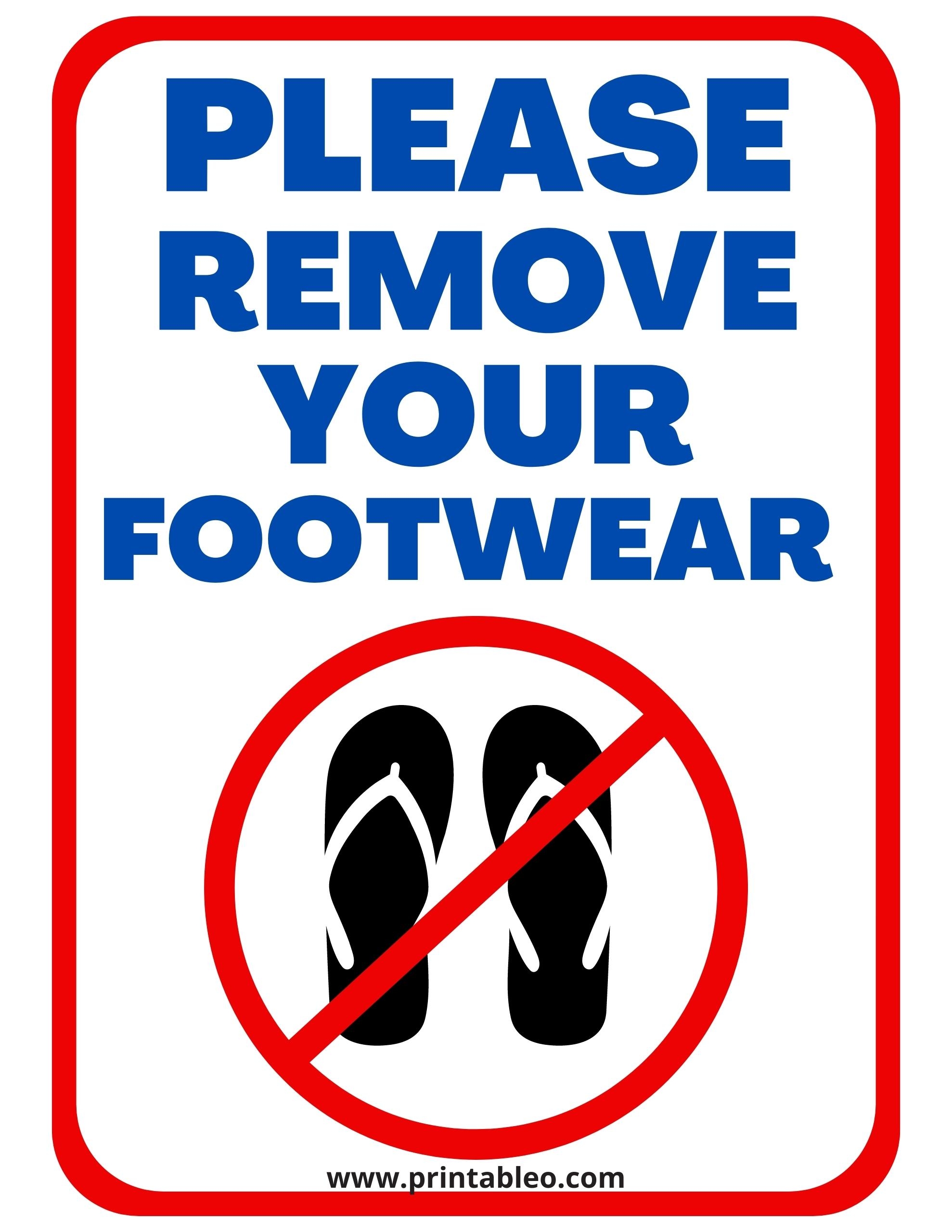 Please Remove Shoes Sign Printable Free
