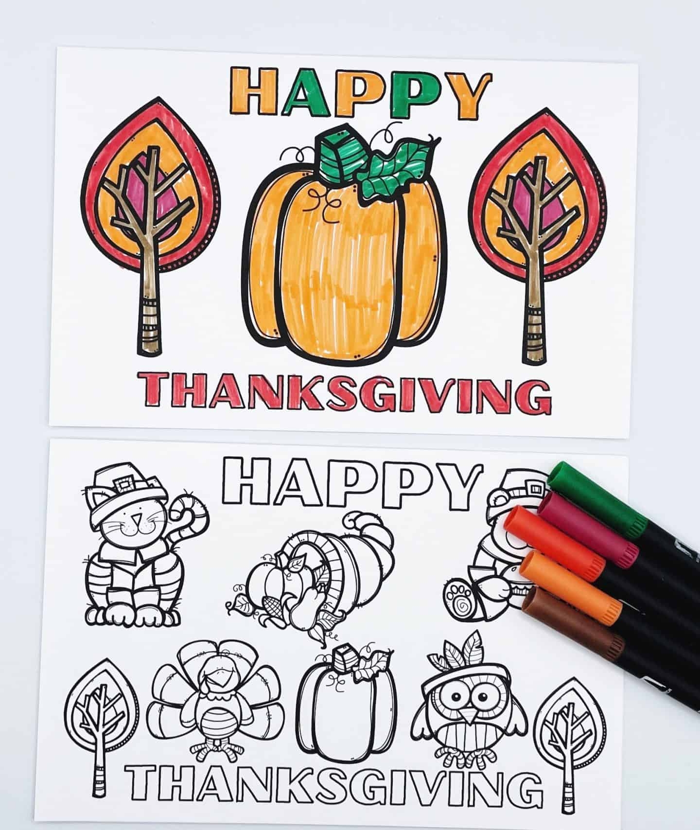 6 Free Printable Thanksgiving Cards To Color For Kids