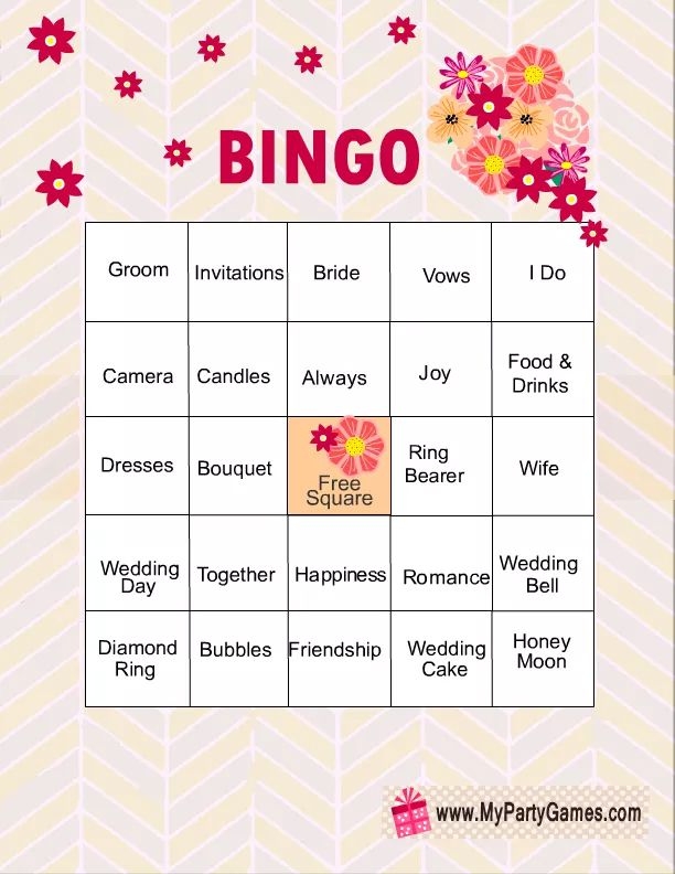 7 Sets Of Free Printable Bridal Showers Bingo Cards