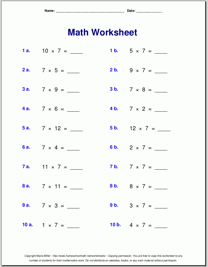 7Th Grade Math Worksheets Free Printable With Answers Printable 