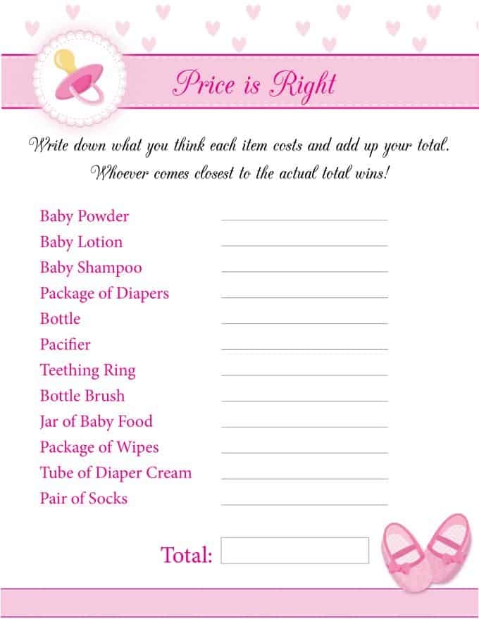Free Printable Baby Shower Games For Girls