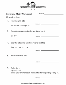 8Th Grade Free Printable Worksheets