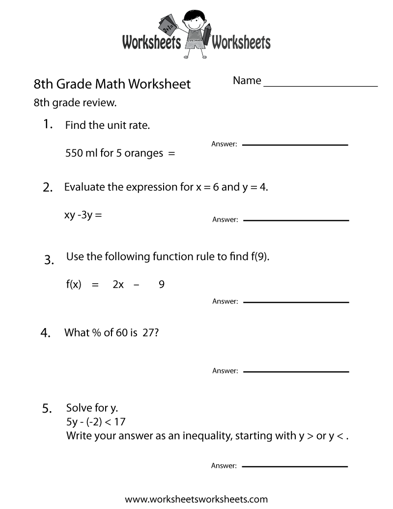 8Th Grade Free Printable Worksheets