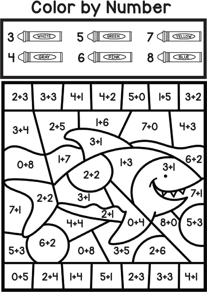 Addition Color By Number Free Printable Coloring Pages For Kids