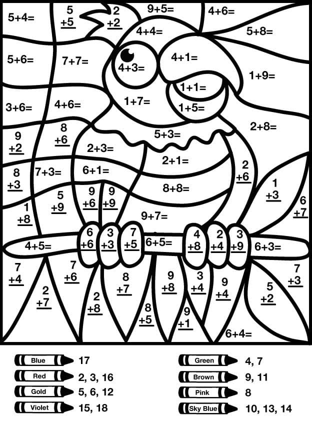 Addition Color By Number Free Printable Coloring Pages For Kids