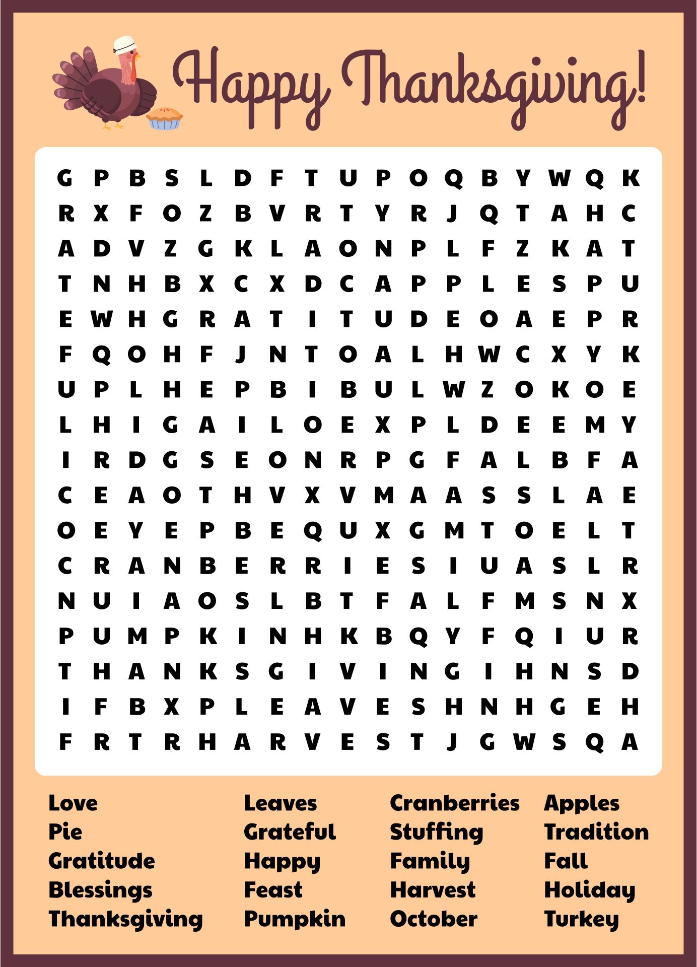 Free Printable Thanksgiving Games For Adults