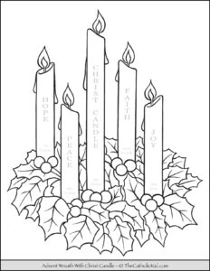 Advent Wreath Coloring Page With Candle Names Meanings