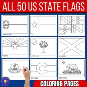 All 50 US State Flags Coloring Pages By Knowledge World Studio TPT